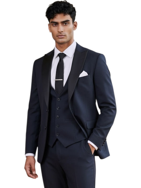 Men's Groom's Suit with Vest Blue