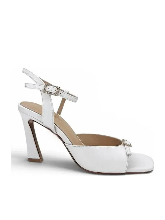 Sandale Elegante Damă Din Piele Albe
