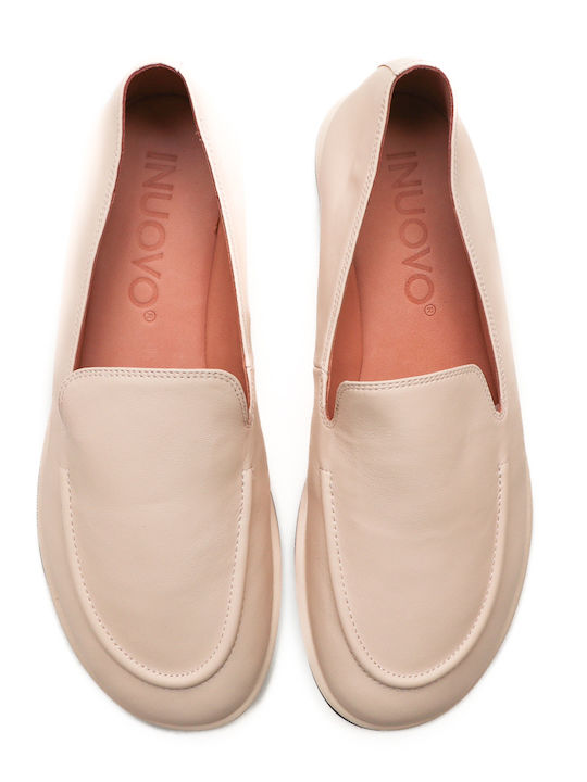 Δερμάτινα Γυναικεία Loafers σε Μπεζ Χρώμα