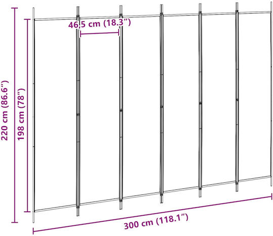 vidaXL Декоративен Параван Текстилен 300x220см