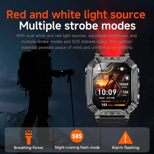 Microwear AK86 Smartwatch with Heart Rate Monitor Silver Silicone