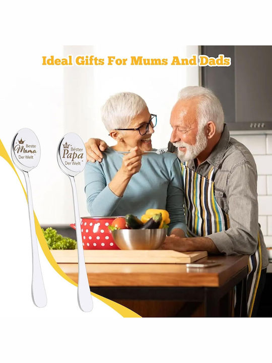 Set Linguri Cafea / Ceai Oțel Inoxidabil Argintii 19cm 2 Bucăți