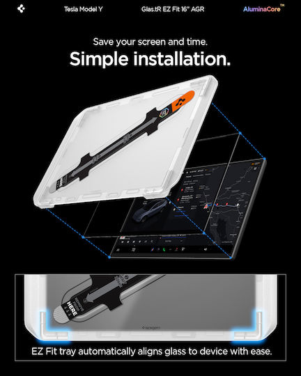 Spigen Tesla Ez Fit Anti Glare Mattes Displayschutzfolie Schwarz Tesla Model Y L 2026 Agl10819