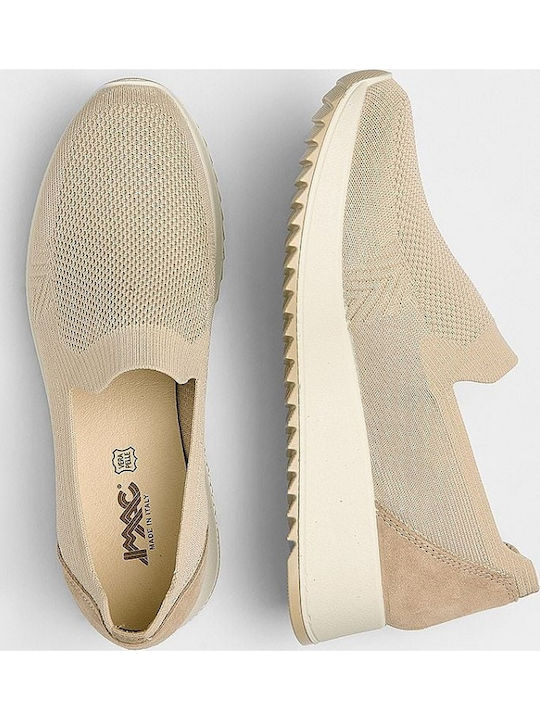 Ανατομικά Γυναικεία Slip-On Δερμάτινα Μπεζ