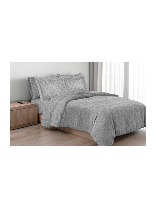 Linea Home 263 Set Bed Sheets with 1 Pillowcase Double 200x260cm Grey (4pcs)