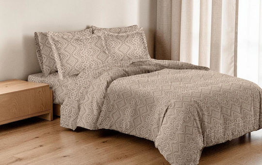 Linea Home 263 Подредба Чаршафи с 1 Калъфка Единично 160x260см Мока (3 Бройки)