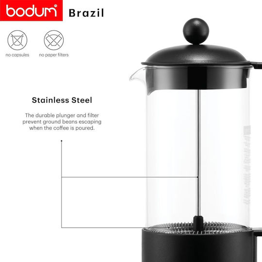Bodum Brazil Schwarz Filterkaffeemaschine Handbetrieb Kunststoff Schwarze 1lt