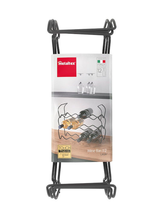 Metaltex Lava Therm Tischplatte Flaschenhalter Metallisch für 12 Flaschen Schwarz 45x13x15εκ.