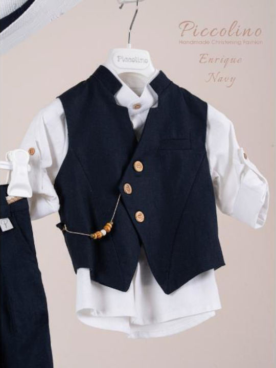 Piccolino Enrique Enrique Βαπτιστικό Κοστούμι Navy Μπλε
