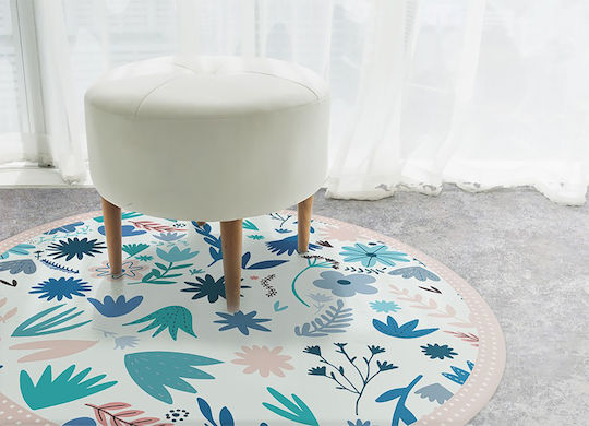Tulup Covoraș Rotund de Bucătărie Flori de Câmp 80cm