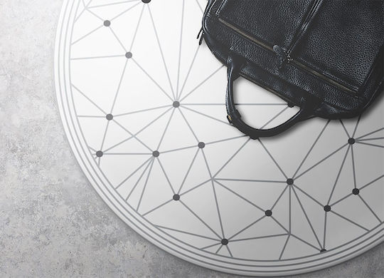 Tulup Round Kitchen Mat Geometric Grid 130cm