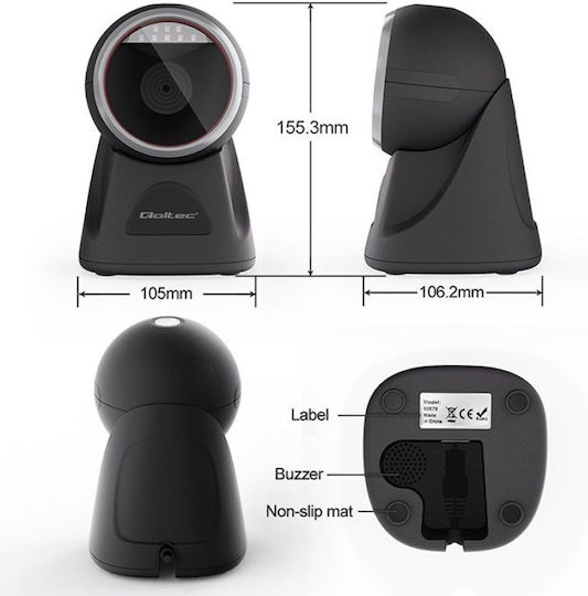 Qoltec Handheld-Scanner Verkabelt mit Lesbarkeit von 1D Barcodes