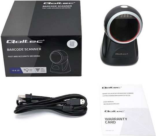 Qoltec Handheld-Scanner Verkabelt mit Lesbarkeit von 1D Barcodes