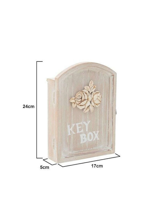 Inart Wall Key Hook Wooden Rose Brown 5 Hooks