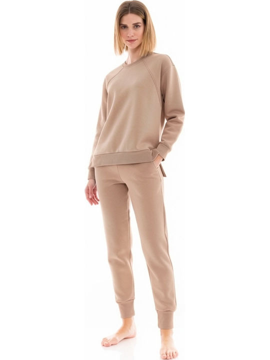 Beige Women's Sweatpants Set
