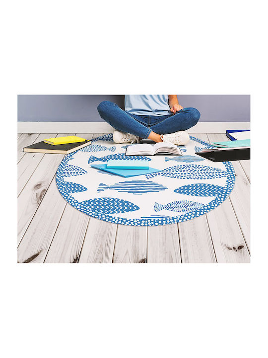Tulup Rundes Küchenmatte Wasserdicht Blau 130cm