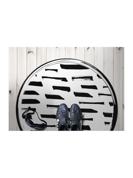 Tulup Covoraș Rotund de Bucătărie Negru 80cm