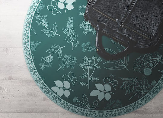 Tulup Covor Rotund de Bucătărie Flori Botanice 150cm