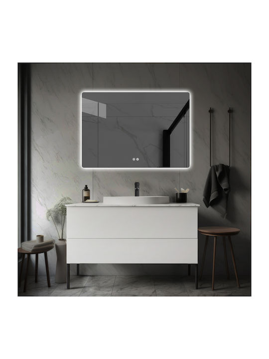 Futura Ορθογώνιος Καθρέπτης Μπάνιου Led Αφής 100x70cm Λευκός