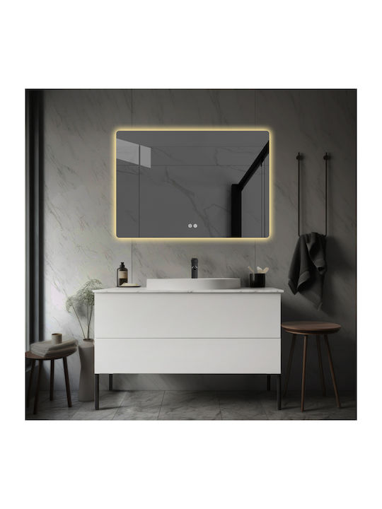 Futura Ορθογώνιος Καθρέπτης Μπάνιου Led Αφής 100x70cm Λευκός