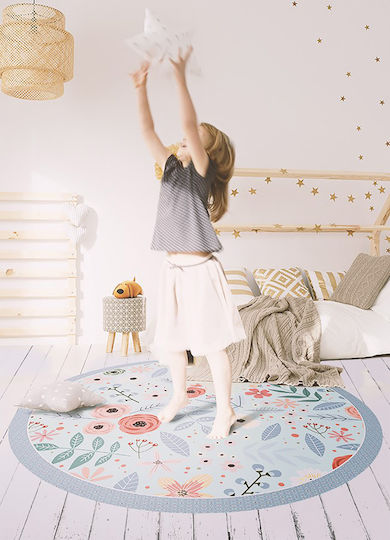 Round Decorative Vinyl Office Rug Meadow Flowers Ø 100 Cm