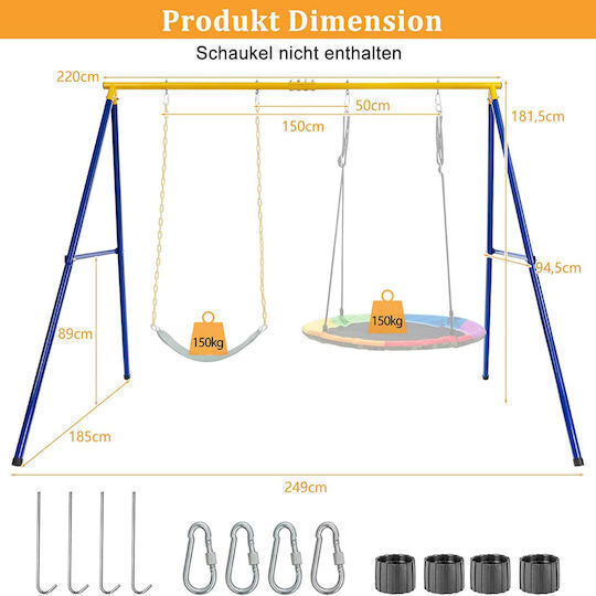 Costway Double Nest Metal Swing Pink