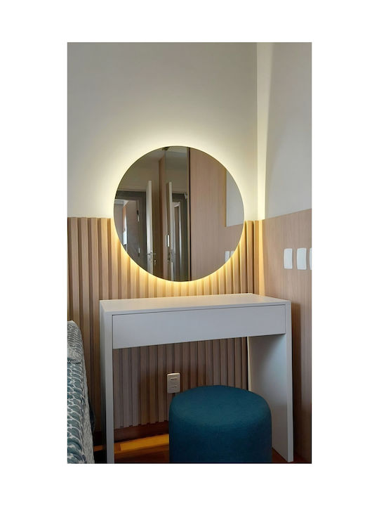 SteweHome Καθρέπτης Τοίχου με Καφέ Πλαίσιο & LED Φωτισμό 55x55cm