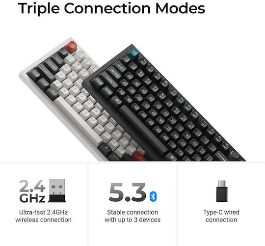 Keychron Q6 Ultra Wireless Gaming Mechanical Keyboard with Custom Switches and RGB Lighting (English US) White