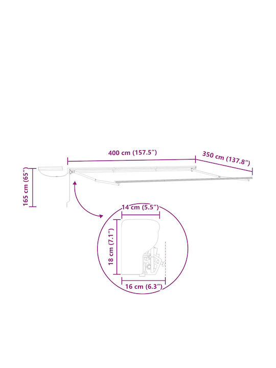 vidaXL Τέντα Βεράντας Κίτρινη 4x3.5m