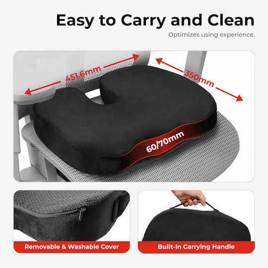 Lumivida Seat Cushion with Memory Foam in Black Colour RSC01-2