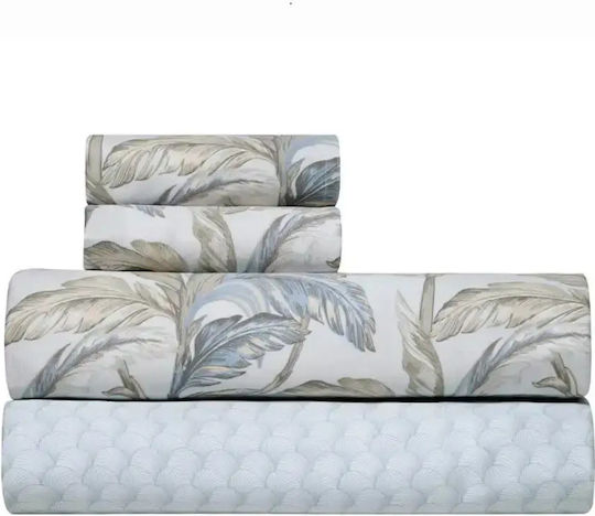 Kentia Kernel 01 Σετ Σεντόνια Υπέρδιπλα 240x270εκ. Whiteblue-beige (4τμχ)