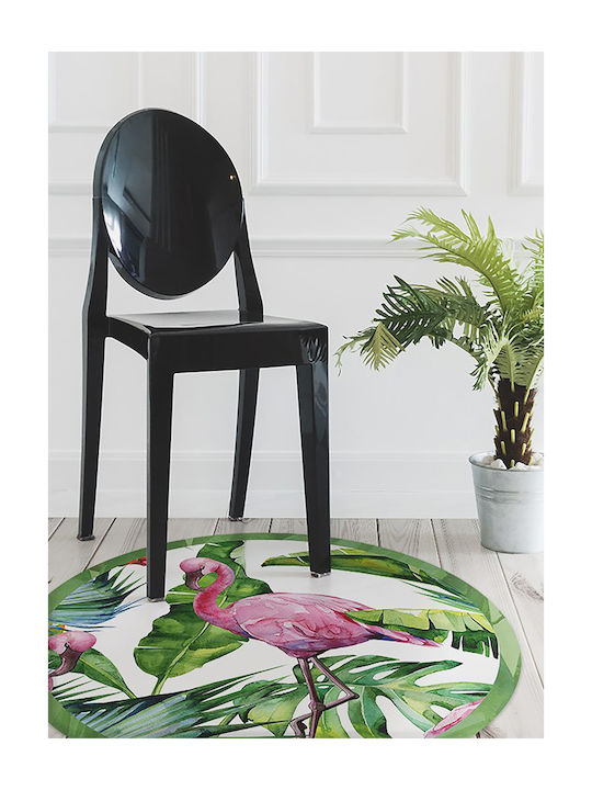 Tulup Covoraș Rotund de Bucătărie Impermeabil Flamingo 140cm
