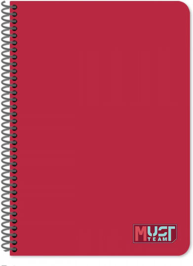 Must Team Spiral School Notebook Ruled A4 150 Paper Sheets 5 Subjects
