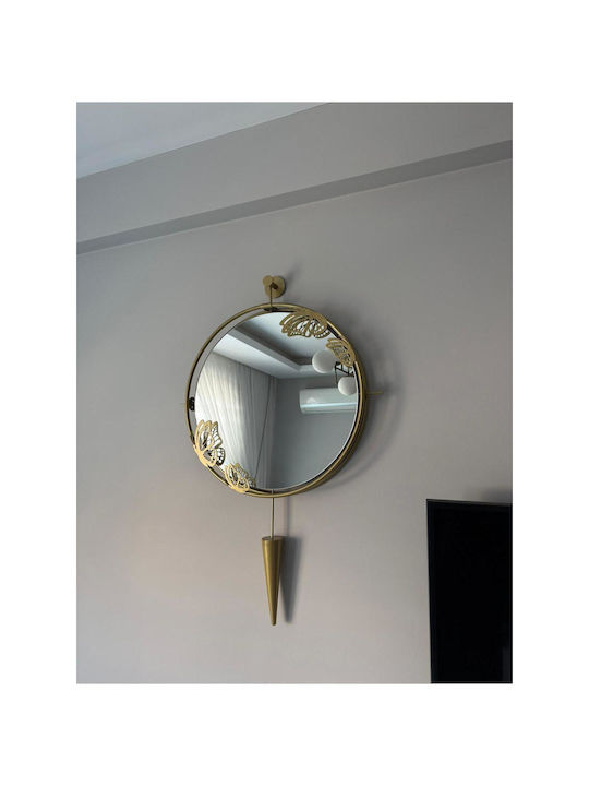 SteweHome Oglindă de Perete cu Ramă Metalică Galbenă și Iluminare LED 90x50cm
