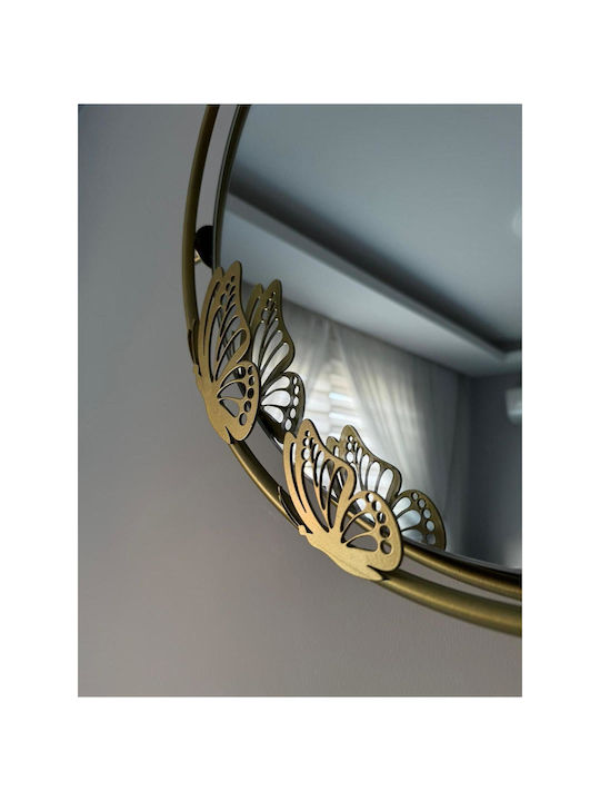 SteweHome Oglindă de Perete cu Ramă Metalică Galbenă și Iluminare LED 90x50cm