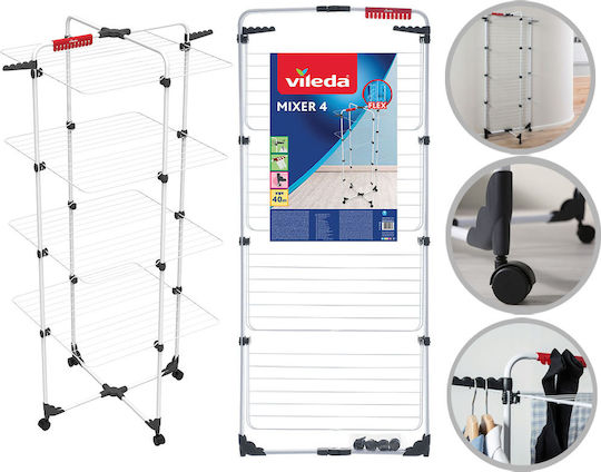 Vileda Mixer 4 Πτυσσόμενη Απλώστρα Δαπέδου από Ανοξείδωτο Ατσάλι Vileda Mixer 4 Πτυσσόμενη Απλώστρα Δαπέδου από Ανοξείδωτο Ατσάλι