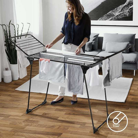 Vileda King Folding Floor Clothes Drying Rack with Wings Stainless Steel with Wheels