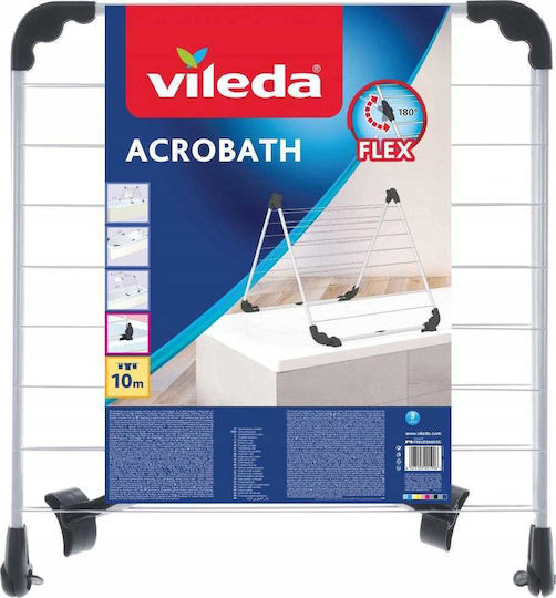 Vileda Acrobath Сгъваем Сушилник Подов Неръждаем с Дължина на сушене 10m