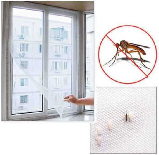Moskitonetz Fenster mit Klebeband Dauerhaft aus Polyester Weiß 100x100cm