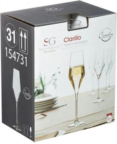 Secret de Gourmet Σετ Ποτήρια Σαμπάνιας / Λευκού Κρασιού από Γυαλί Κολωνάτα 220ml 6τμχ