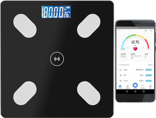 Smart Ζυγαριά 180kg με Bluetooth Μαύρη