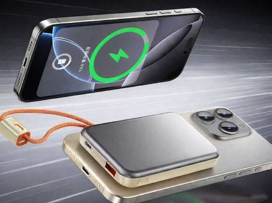 Power Bank 10000mAh 15W με Θύρα USB-A και Θύρα USB-C Quick Charge 3.0 Χρυσό