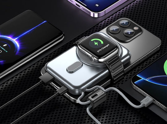 Power Bank 10000mAh 15W mit USB-A Ausgangsanschlüsse und USB-C Ausgangsanschlüsse Schnellaufladung 3.0 Silber
