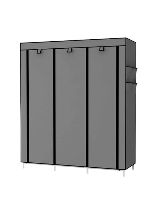 Dulap Din Material Cu Fermoar Și Rafturi În Culoare Gri 130x45x175cm