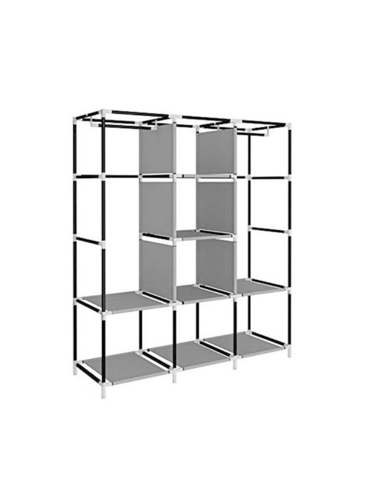 Dulap Din Material Cu Fermoar Și Rafturi În Culoare Gri 130x45x175cm