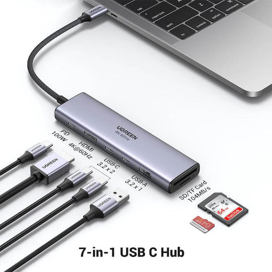 Ugreen CM511 Stație de Andocare USB-C cu HDMI 4K PD Gri