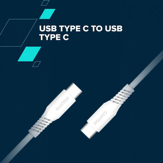 Canyon USB 2.0 Kabel USB-C männlich - USB-C 60W Weiß 2m