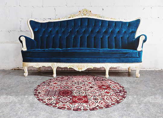 Tulup Non-Slip Round Red Rug Φ120cm