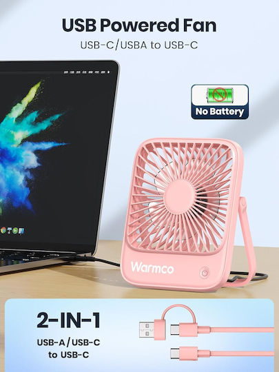 Set 2 Usb-c Desk Fans Quiet Operation 3 Speeds