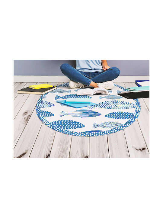 Tulup Χαλί Στρογγυλό Μπλε Φ120cm
